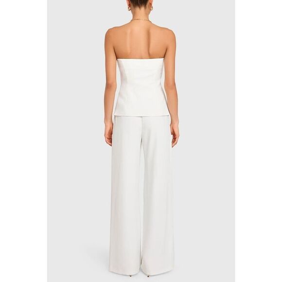 Amanda Uprichard Women's White Yadira Strapless Wide Leg Jumpsuit Sz XL & M NWOT - Picture 3 of 10